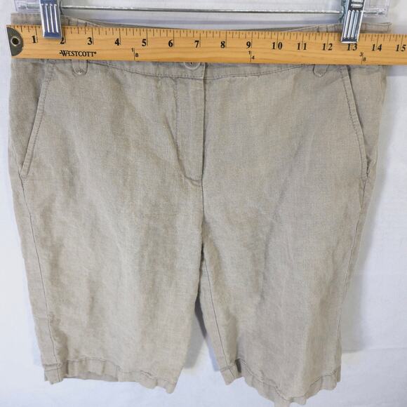 Eileen Fisher Shorts Womens PS Light Brown Bermuda 100% Organic Linen Canvas - Picture 4 of 9